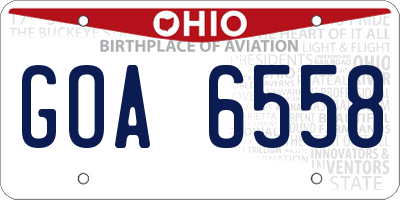 OH license plate GOA6558