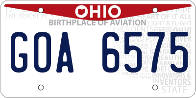 OH license plate GOA6575