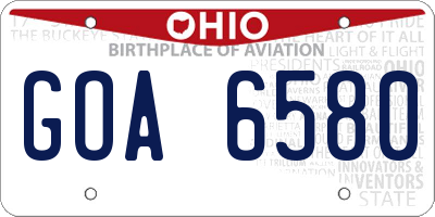 OH license plate GOA6580