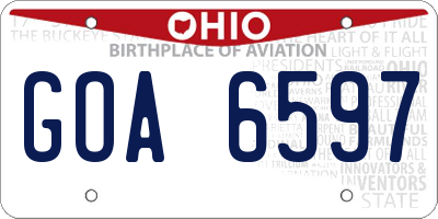 OH license plate GOA6597