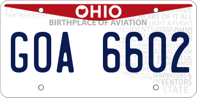 OH license plate GOA6602