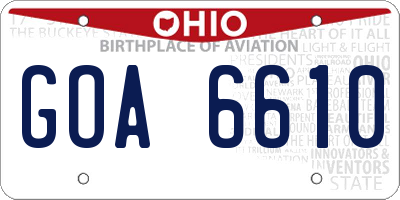 OH license plate GOA6610