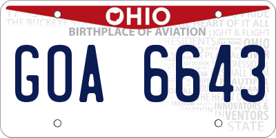 OH license plate GOA6643