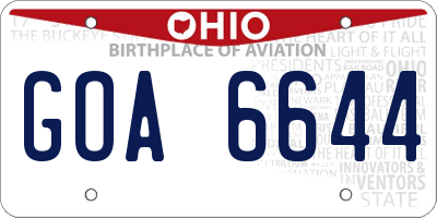 OH license plate GOA6644