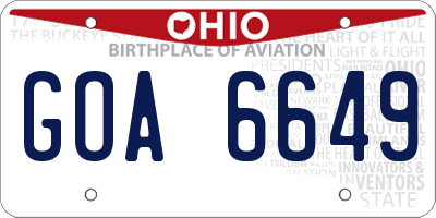 OH license plate GOA6649