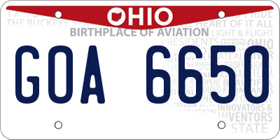 OH license plate GOA6650