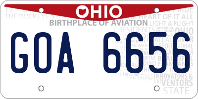 OH license plate GOA6656