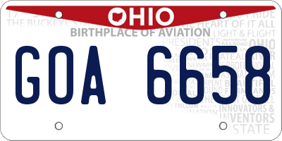 OH license plate GOA6658