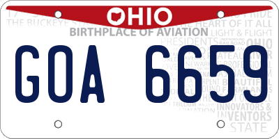 OH license plate GOA6659