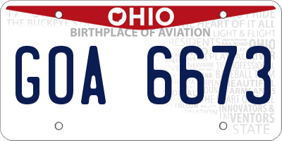 OH license plate GOA6673