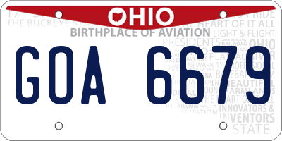 OH license plate GOA6679