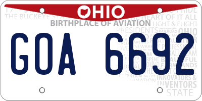 OH license plate GOA6692