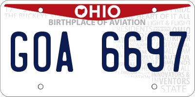 OH license plate GOA6697