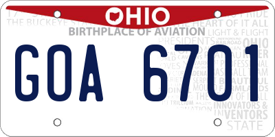 OH license plate GOA6701