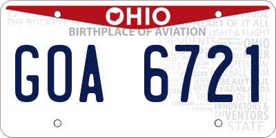 OH license plate GOA6721
