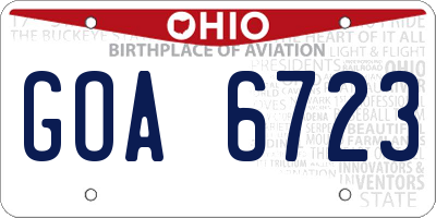 OH license plate GOA6723