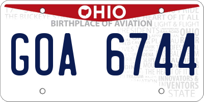 OH license plate GOA6744