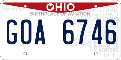 OH license plate GOA6746