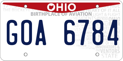 OH license plate GOA6784