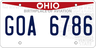 OH license plate GOA6786