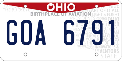 OH license plate GOA6791