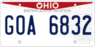 OH license plate GOA6832