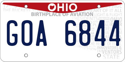 OH license plate GOA6844