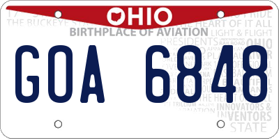 OH license plate GOA6848