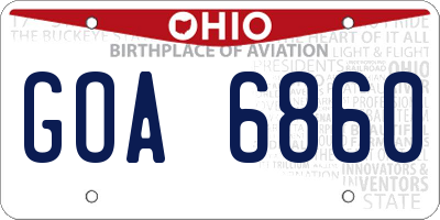 OH license plate GOA6860