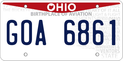 OH license plate GOA6861