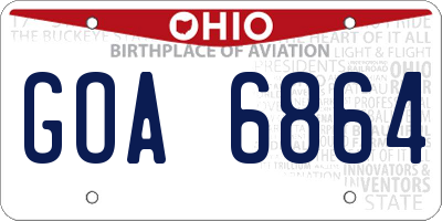 OH license plate GOA6864