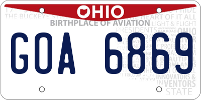 OH license plate GOA6869