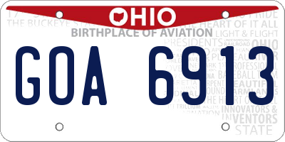 OH license plate GOA6913