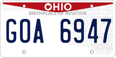 OH license plate GOA6947