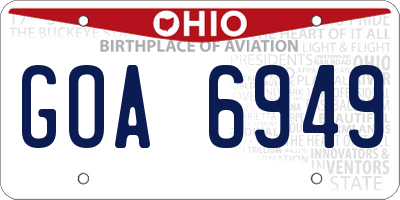 OH license plate GOA6949