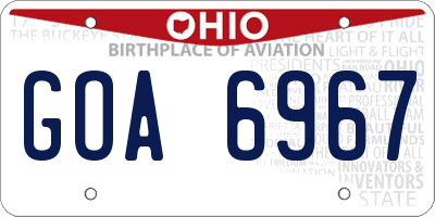 OH license plate GOA6967