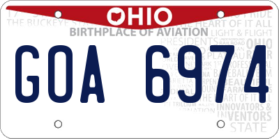 OH license plate GOA6974