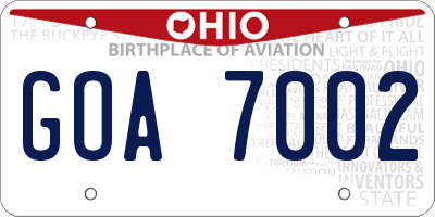 OH license plate GOA7002
