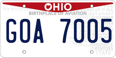 OH license plate GOA7005
