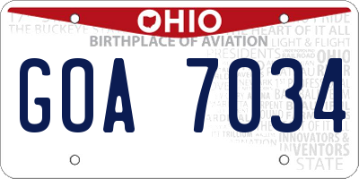OH license plate GOA7034