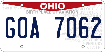 OH license plate GOA7062