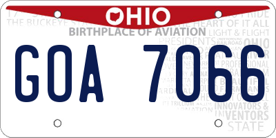 OH license plate GOA7066