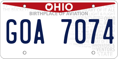 OH license plate GOA7074