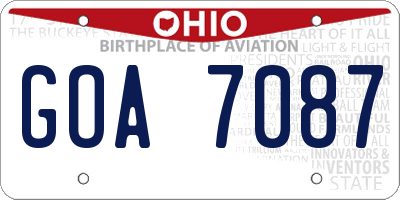 OH license plate GOA7087