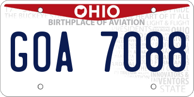 OH license plate GOA7088