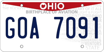 OH license plate GOA7091