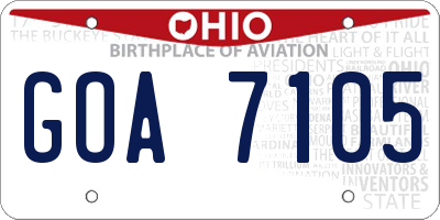 OH license plate GOA7105