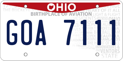 OH license plate GOA7111