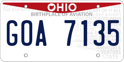 OH license plate GOA7135