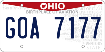 OH license plate GOA7177